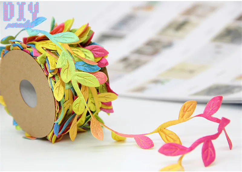 10M colorful Artificial Leaf Leaves Ivy Flower cord rope Trim Wrap Gift Packing String Wedding Party Decoration