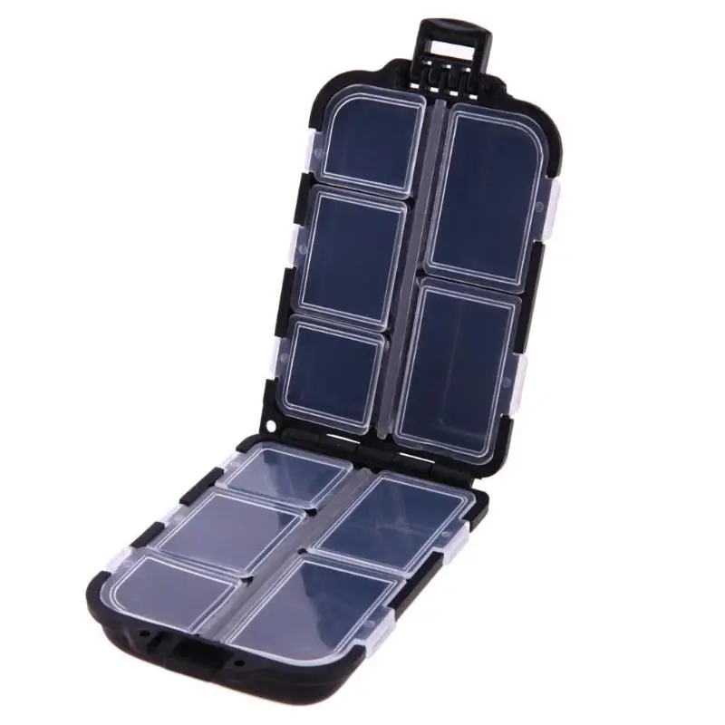 10 Grids Compartments Fishing Tackle Storage Box Lure Hook Rig Bait Plastic Storage Case Necessary Tool Small Size Convenient