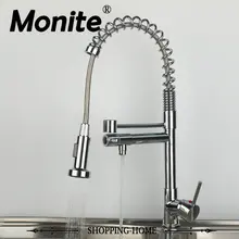 Doube Water Spout Faucet Hot/Cold Water Tap Kitchen Torneira Pull Down+Liquid Soap Dispenser+Cover Plate+Hose Mixers