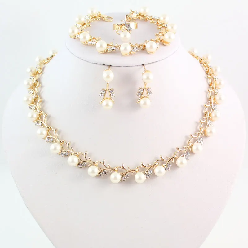 Модные серебряные украшения для свадебного наряда с кристаллами, Комплект сережек для женщин, для невесты - Окраска металла: gold
