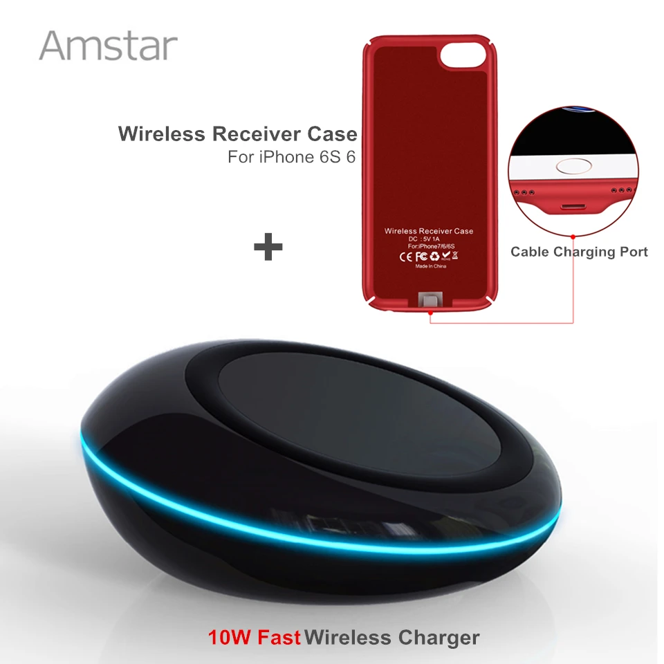 Amstar Qi Быстрое беспроводное зарядное устройство 10 Вт Беспроводная зарядная