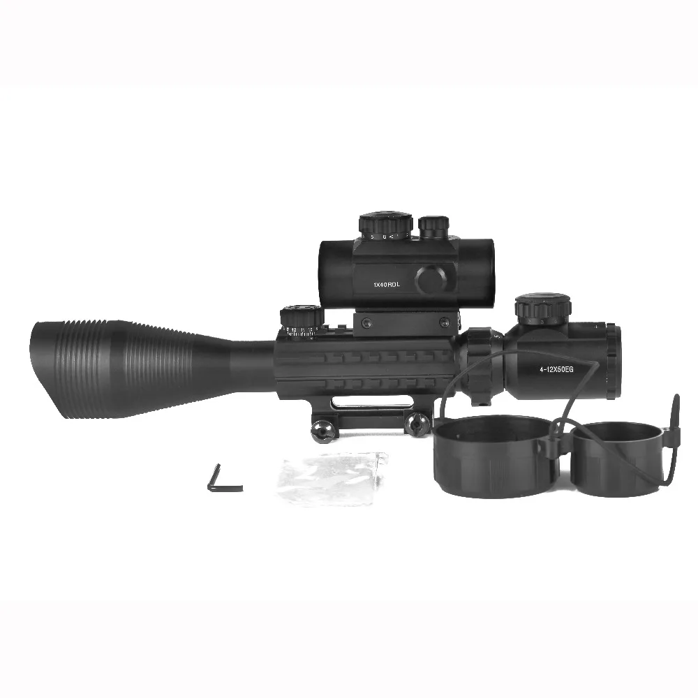 Охотничий прицел 4-12x50EG Tratical Riflescope с 1x40 Red Dot лазерный оптический прицел компактный 3 в 1 комбинированный снайперский Коллиматорный прицел