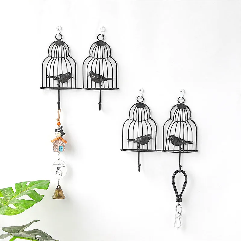 

Wall Birdcage Hook Iron Key Hanger Coat Stand Holder Living Room Kitchen Mount Wall Hooks Accessories Home Decoration