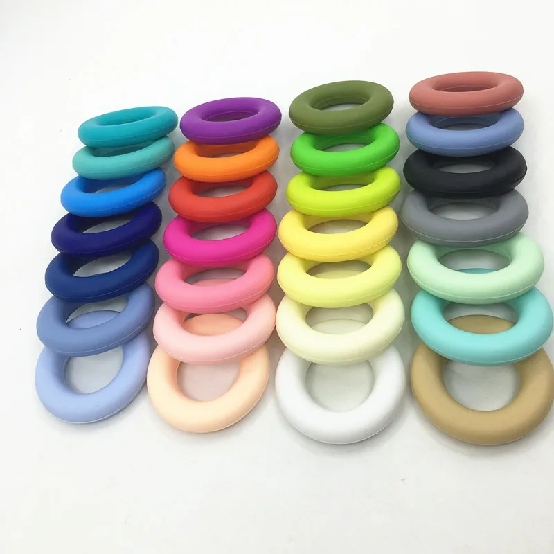 

30pcs/lot Silicone Teether dount Pendant Necklace BPA Silicone Teething Beads Safe-silicone loose beads for baby making jewelry