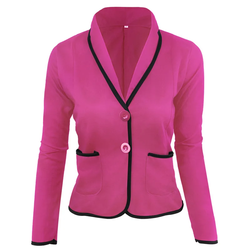 College Style Women Full Sleeve Blazers Spring Autumn  Plus Size Suit Jacket Work Office Lady Suit  Women Slim Button Basic Coat