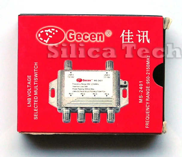 Gecen 2x4 13V/18V in, 4 out Satellite LNB V/H multi-switch MS-2401 3