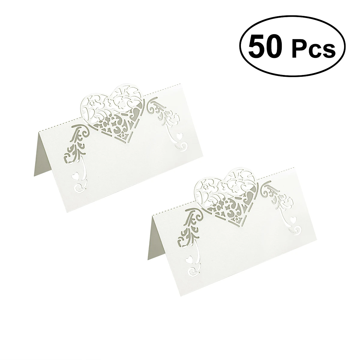 NICEXMAS 50pcs Laser Cut Heart Shape Place Cards Wedding Name Cards For
