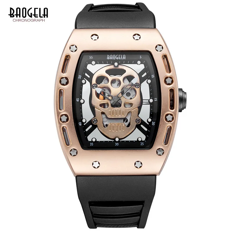  Baogela 2017 New Arrival Pirate Skull Style Quartz Men Watches Military Silicone Brand Sports Watch