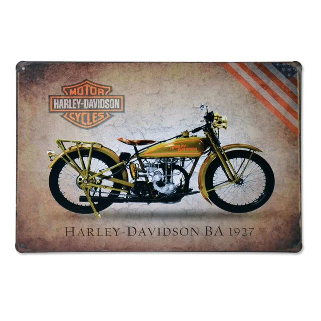 Vintage Metal Tin Sign Motorcycle Harley Davidson BA 1927 Retro Plaque Poster Bar Pub Club Wall Vintage Metal Tin Sign Motorcycle Harley Davidson BA 1927 Retro Plaque Poster Bar Pub Club Wall
