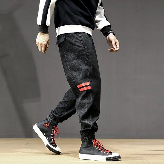 Omvendt Drivkraft tvivl Japanese Style Vintage Men Jeans Red Stripe Printed Designer Denim Cargo  Harem Pants Fashion Streetwear Hip Hop Jogger Jeans Men _ - AliExpress  Mobile
