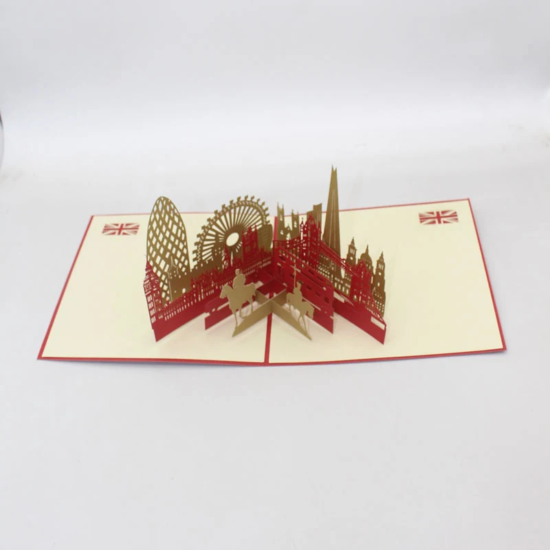 3D лазерная резка ручной работы Лондонский Тауэрский мост Биг Бен бумажные Пригласительные открытки бизнес подарок на день рождения сувенир