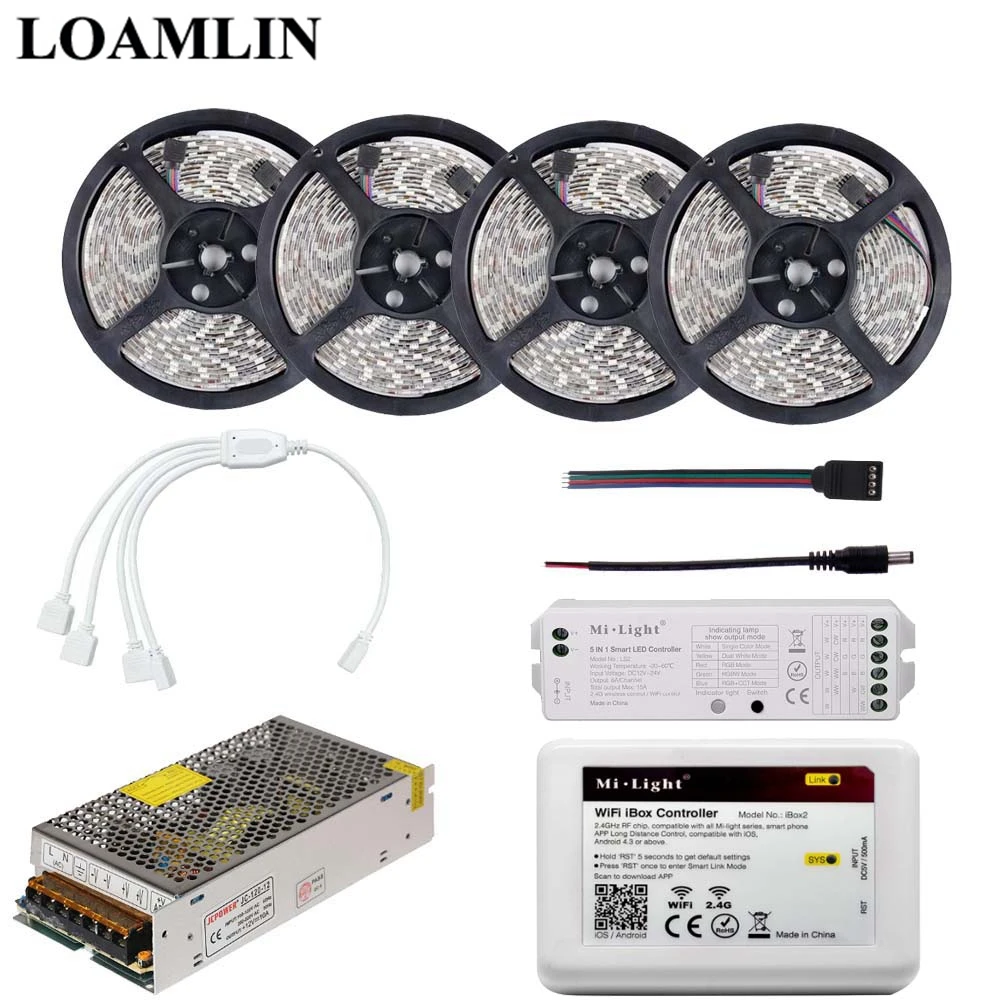 

2835/3528 RGB Led Flexible Strip Light With Milight WIFI RGB Led Controller Power Supply Transformer Kit 5M 10M 15M 20M