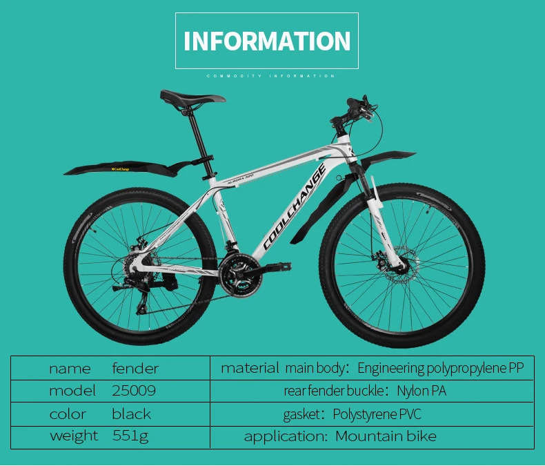 CoolChange, велосипедное крыло, запчасти, 26 Велосипедное MTB переднее заднее крыло, велосипедное крыло, горный грязевой дорожный брызговик, аксессуары