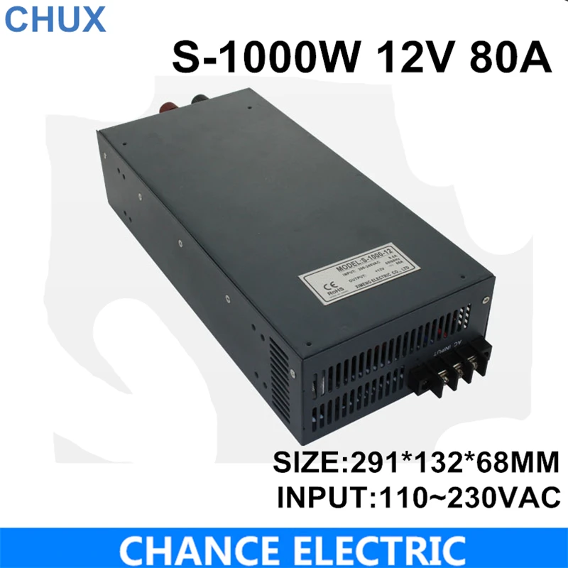 

CHUX Switching Power Supply 12v 1000w 15V 24V 36V single output 110v 220V ac to 12v dc LED Power Supplies