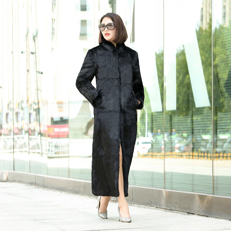 Plus 130 Automne Survêtement Mandarin La Femmes Longueur Lapin Trench Black Vf4058 De Taille Manteau Veste Manteaux Col Réel Fourrure Hiver Cm xnw4aBWq0v