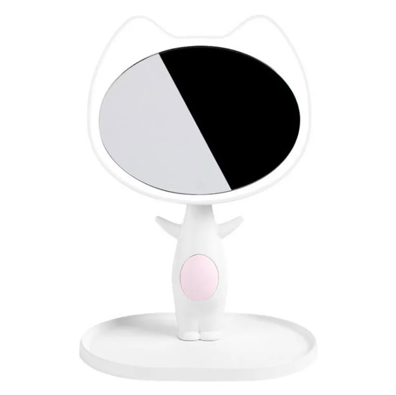 KISS cat светодиодный мультфильм милый свет зеркало smart make-up зеркало гребень настольная лампа подарок ко Дню Святого Валентина