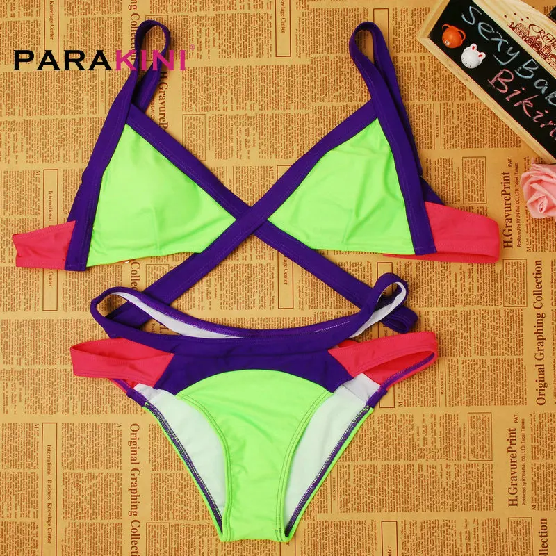 PARAKINI 2018 Summer New Swimsuit Sexy Bandage Bikinis Set Women Contrast Color Swimwear Brazilian Biquini Trikini Plus Size XL PARAKINI 2018 Summer New Swimsuit Sexy Bandage Bikinis Set Women Contrast Color Swimwear Brazilian Biquini Trikini Plus Size XL