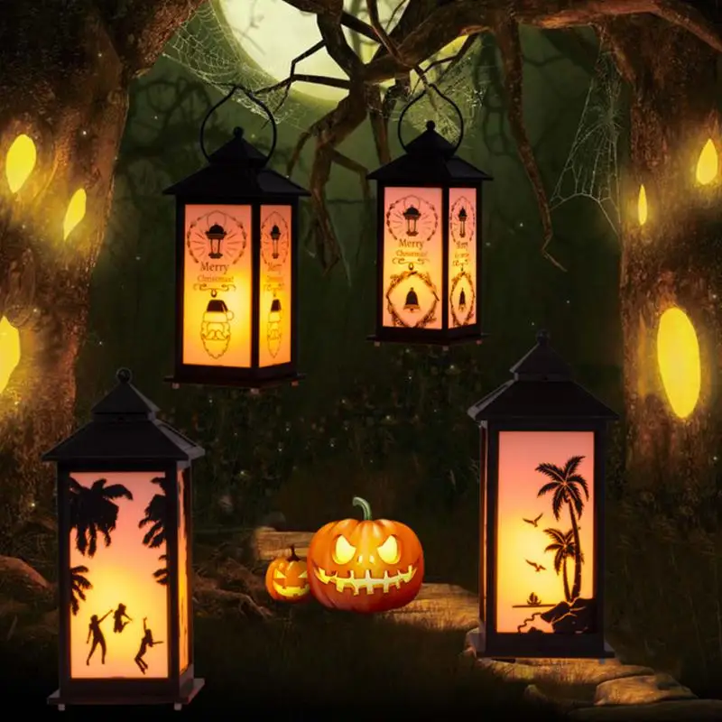 

Portable Halloween Simulation Flame Light Layout Desktop Decoration Vintage Style Hanging Small Oil Lamp Bar Christmas #105