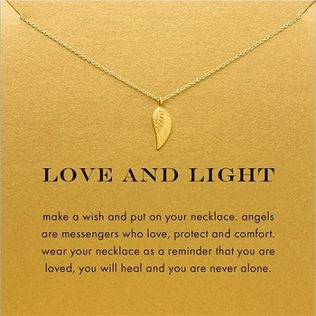 

10pc Minimalist Angel Wing Charms Wish Card Choker Collier Necklaces Links Chains Gold Plate For Women Statement Jewelry Gift