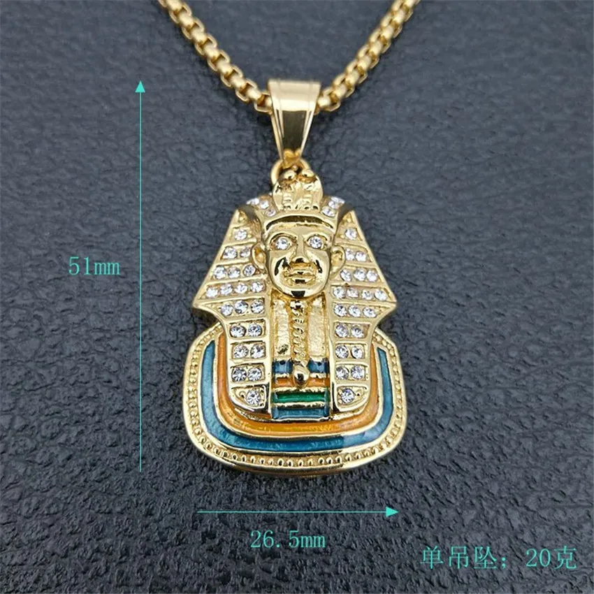 Египетский фараон Подвеска «Сфинкс» с цепочкой из нержавеющей стали и льдом из Bling Стразы ожерелье хип-хоп Египетские украшения