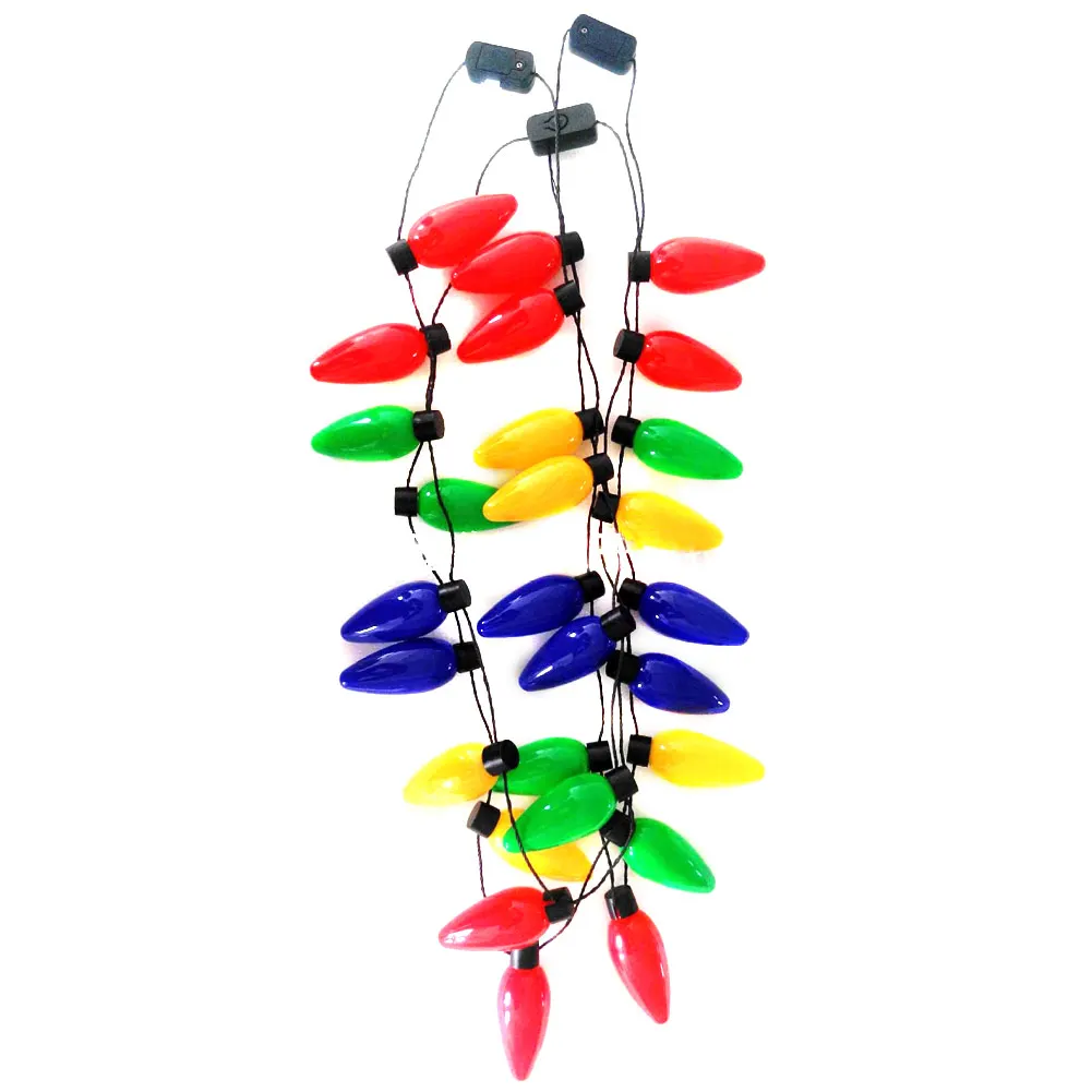 

Festival Necklace LED Light Up Plastic Flashlight Luminous Christmas Party Bulb Necklaces For Adults Kids Store