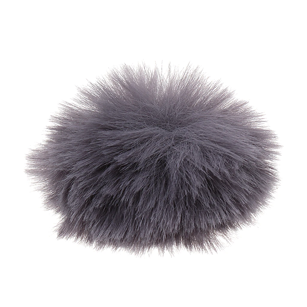 0.98inch Fur Microphone Windscreen Windshield Muff Reduce Wind Noise Mic Cover Black/Silver Gray