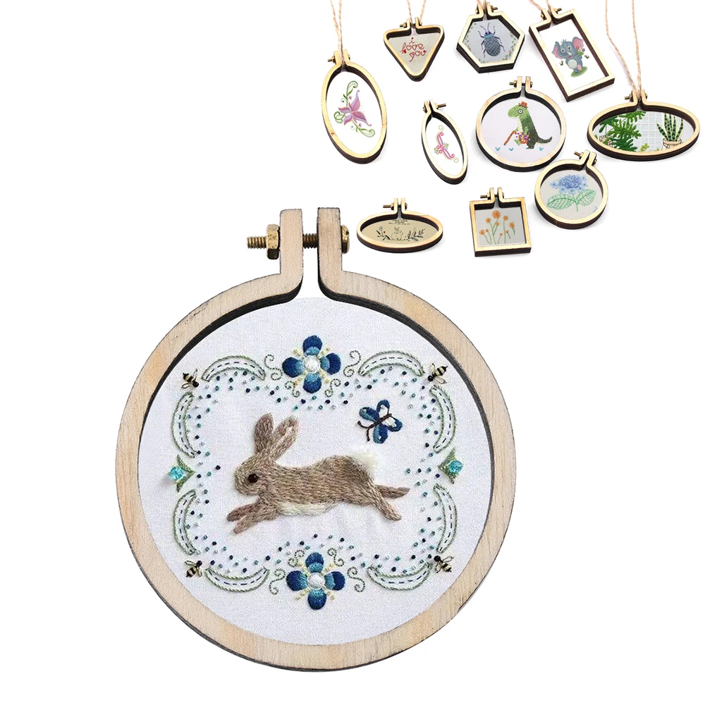 

1Pc Unique Mini Embroidery Hoop Wooden Embroidery Frame Small New Hand Stitching Hoop Cross Framing Hoop DIY Crafts Gift Earring