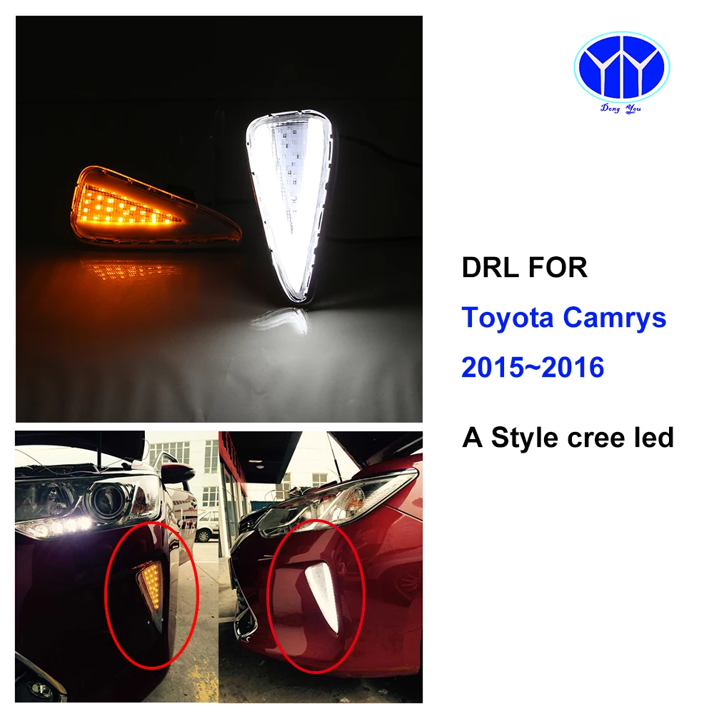 Car DRL kit for Toyota Camry 2015 2016 led Daytime Running Light Bar turn signal fog lamp bulb