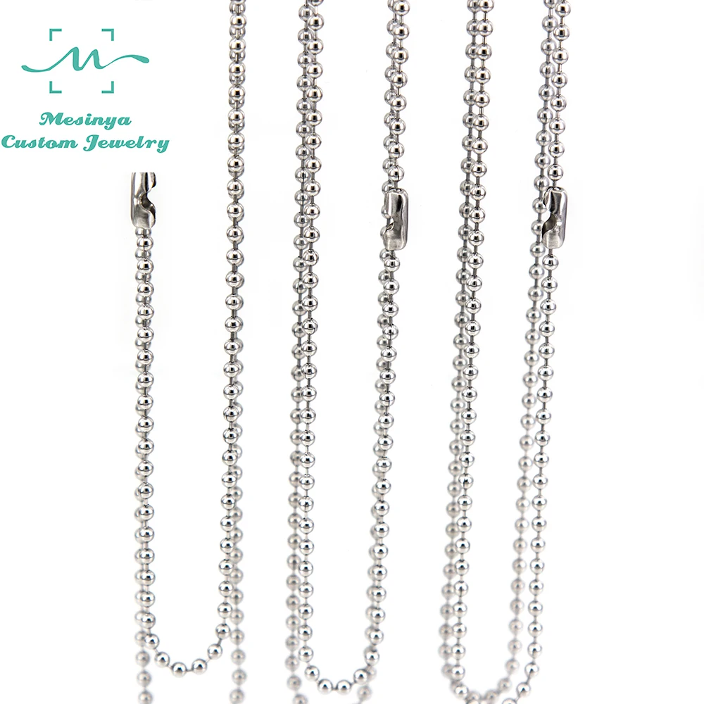 

10pcs Stainless Steel Dog Tag Chains,2.4mm Ball Bead Chain Ball Chains for Necklaces Keychains 16" to 32"