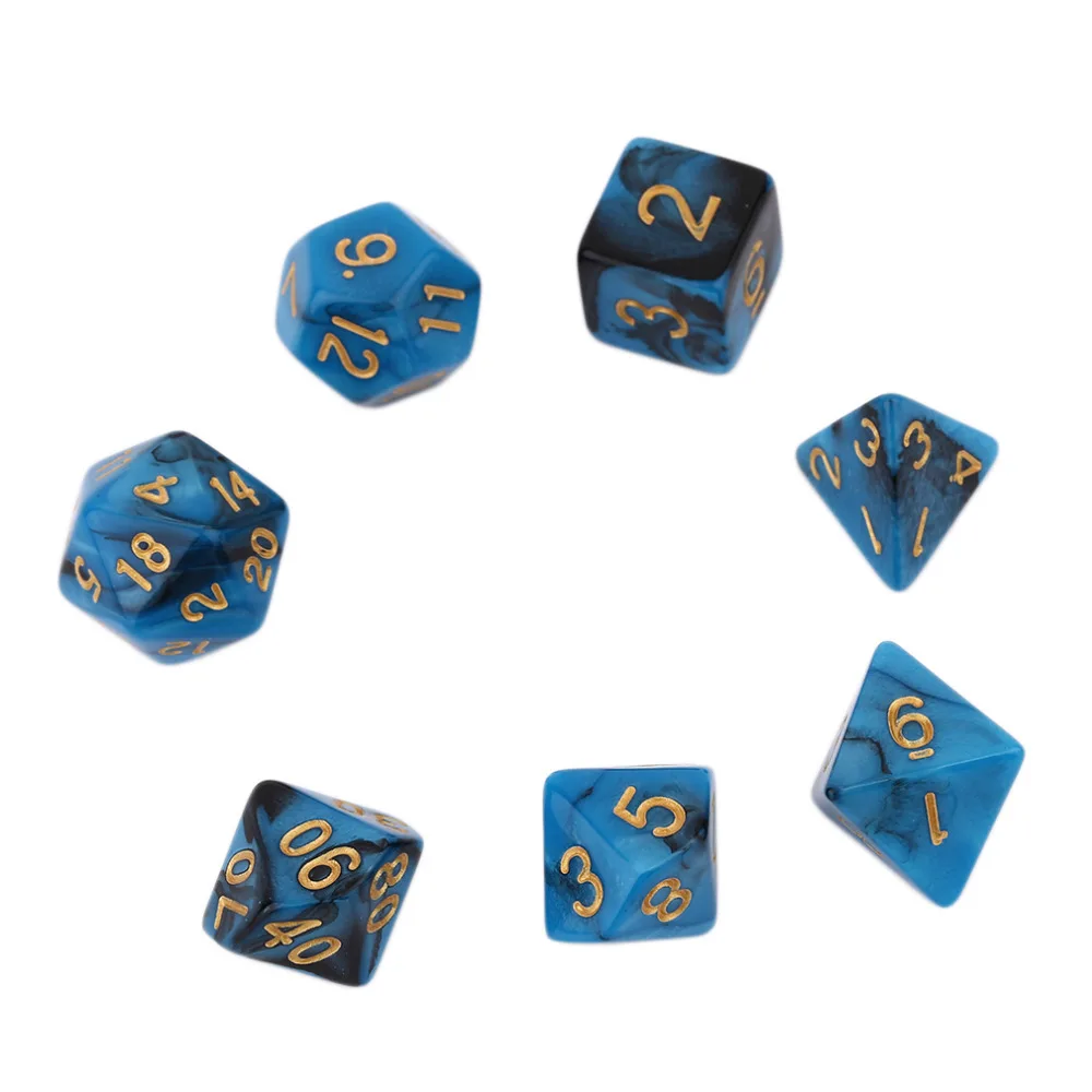 

7 Pcs Set Creative Dual Color Mixed Series Dices Multi Faceted Acrylic Dice 16-20mm D4 D6 D8 D10 D12 D20 Funny Drop Shipping
