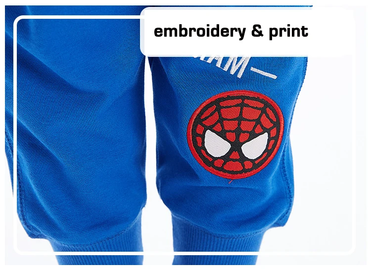 Весенне-осенние штаны для малышей повседневные штаны для мальчиков детские штаны с надписью «Человек-паук» и принтом «Капитан» для детей от 2 до 11 лет