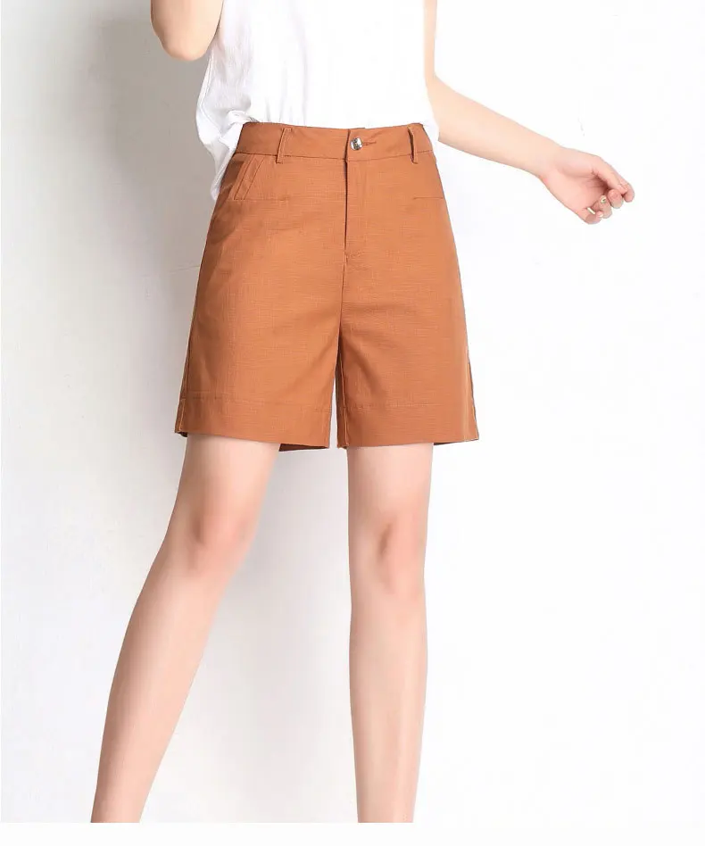 209 новые летние льняные шорты женские модные оранжевые белые черные шорты с высокой талией корейский стиль Женские повседневные ботинки