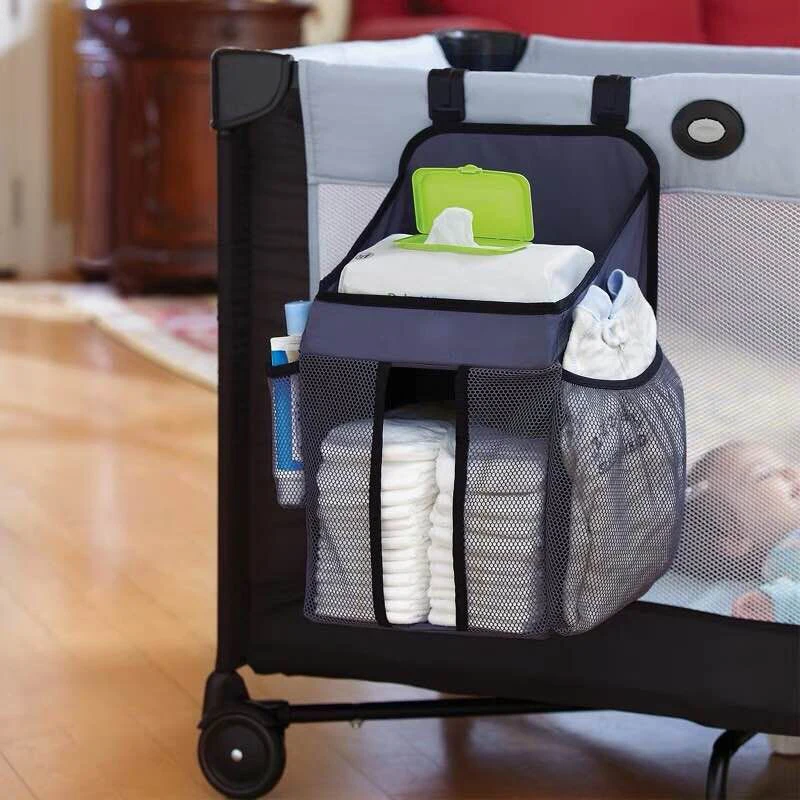 Saco de Fraldas Organizador de Cabeceira de Armazenamento Armazenamento de Fraldas Bebê Berço Cama Infantil Pendurado Saco Portátil à Prova d' Água de Fraldas Berço Cama 2 Conjuntos de cama