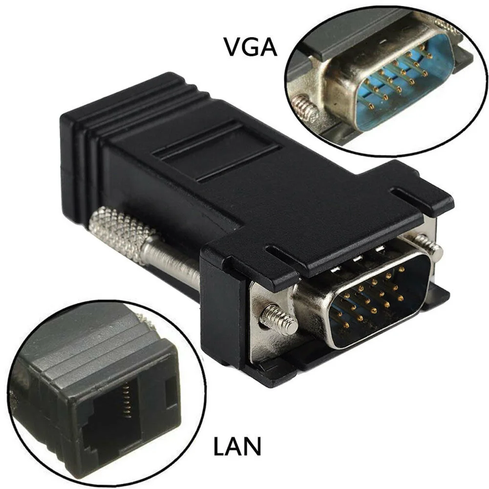 

10Pair Extender VGA Adapter Male to LAN CAT5 CAT6 RJ45 Network Cable Female Converter