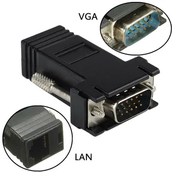 

10Pair Extender VGA Adapter Male to LAN CAT5 CAT6 RJ45 Network Cable Female Converter
