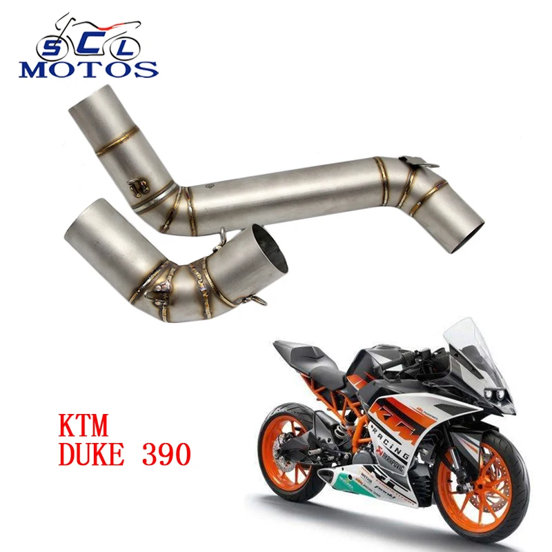 Sclmotos -DUKE390 Motorcycle Modified Stainless Steel Muffler Exhaust Middle Pipe for KTM DUKE 390 2012-2014 without exhaust