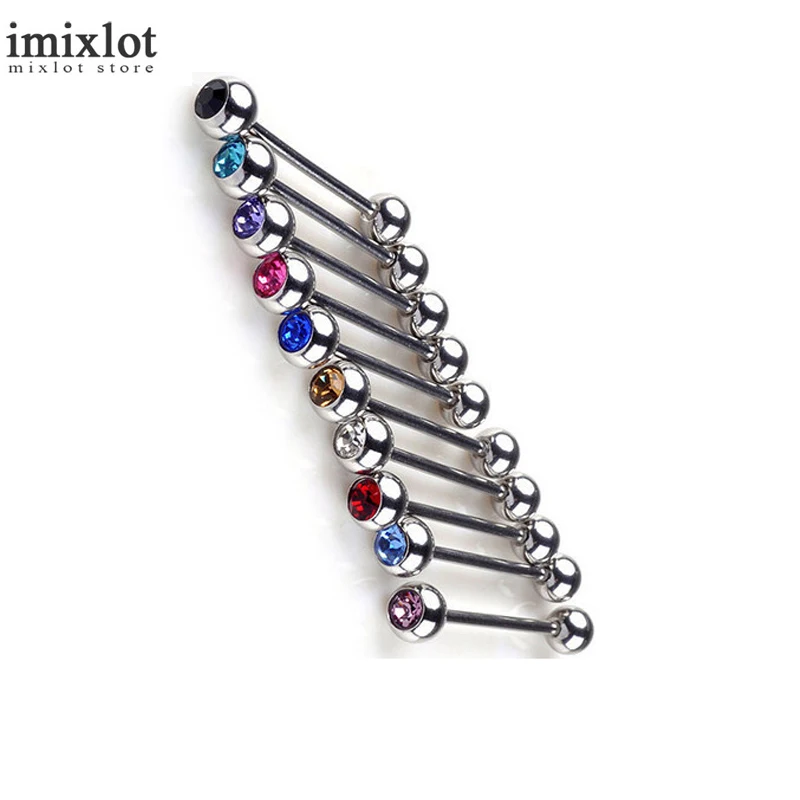 

10Pcs Stainless Steel Cartilage Tragus Barbell 19mm Tongue Ring Piercing Ear Nail Ear Clasp Ear Bone Barbell Body Jewelry