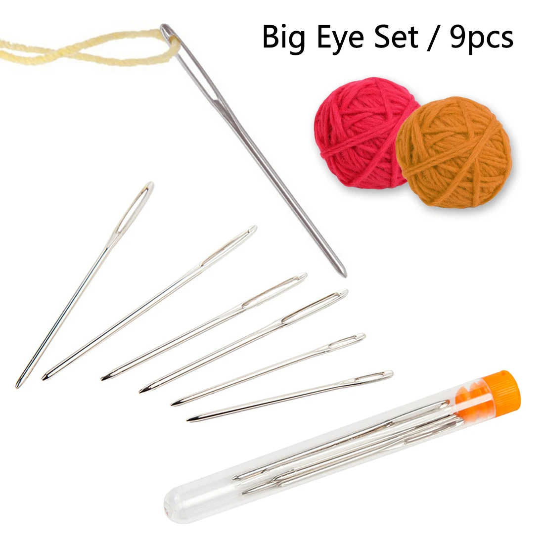 

1set Large Eye Blunt Needles Stainless Steel Cross Sewing Hand Crochet Hook Set Kit DIY Embroidery Stitch Knitting Crafts Tools