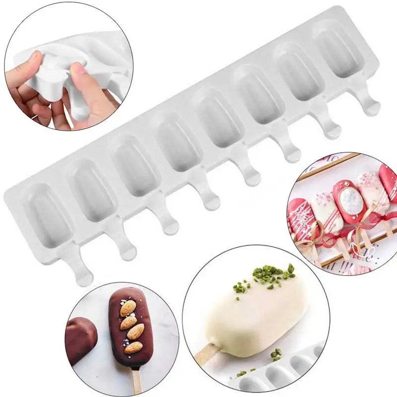 Силиконовые формы для мороженого 8 полости ручной работы DIY Ice Iolly с 10 шт. палочки