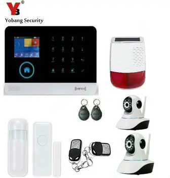 

Yobang Security-WIFI APP Intelligent Control GSM Alarm Kits Outdoor Strobe Siren Alarm With Multi IP Camera For Home Protection