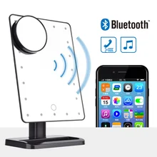 Bluetooth динамик светодиодный зеркало для макияжа умное музыкальное 20 огней сенсорный экран регулируемое косметическое зеркало для макияжа с 10x лупой