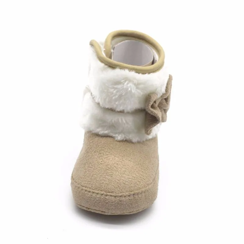 Детские шерстяные зимние сапоги бантом новорожденных мягкой подошвой из флиса для обувь пинетки