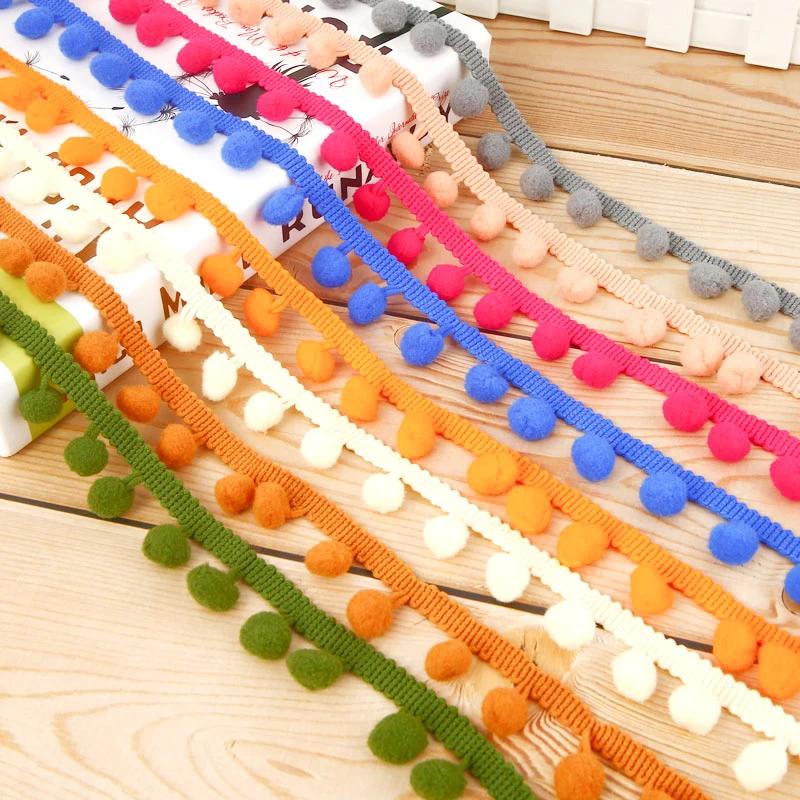 

18 Meters Hair Ball Decoration Excipient DIY Sewing Patchwork Pure Color Ribbon Fabric Textile Curtain Decoration Various Color