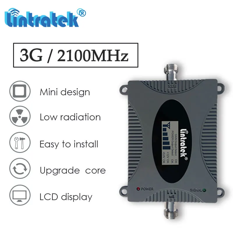 

Lintratek 3G 2100MHz Mobile Phone Signal Repeater Cellular Internet Communication Amplifier Mini Booster WCDMA LCD Display #dd