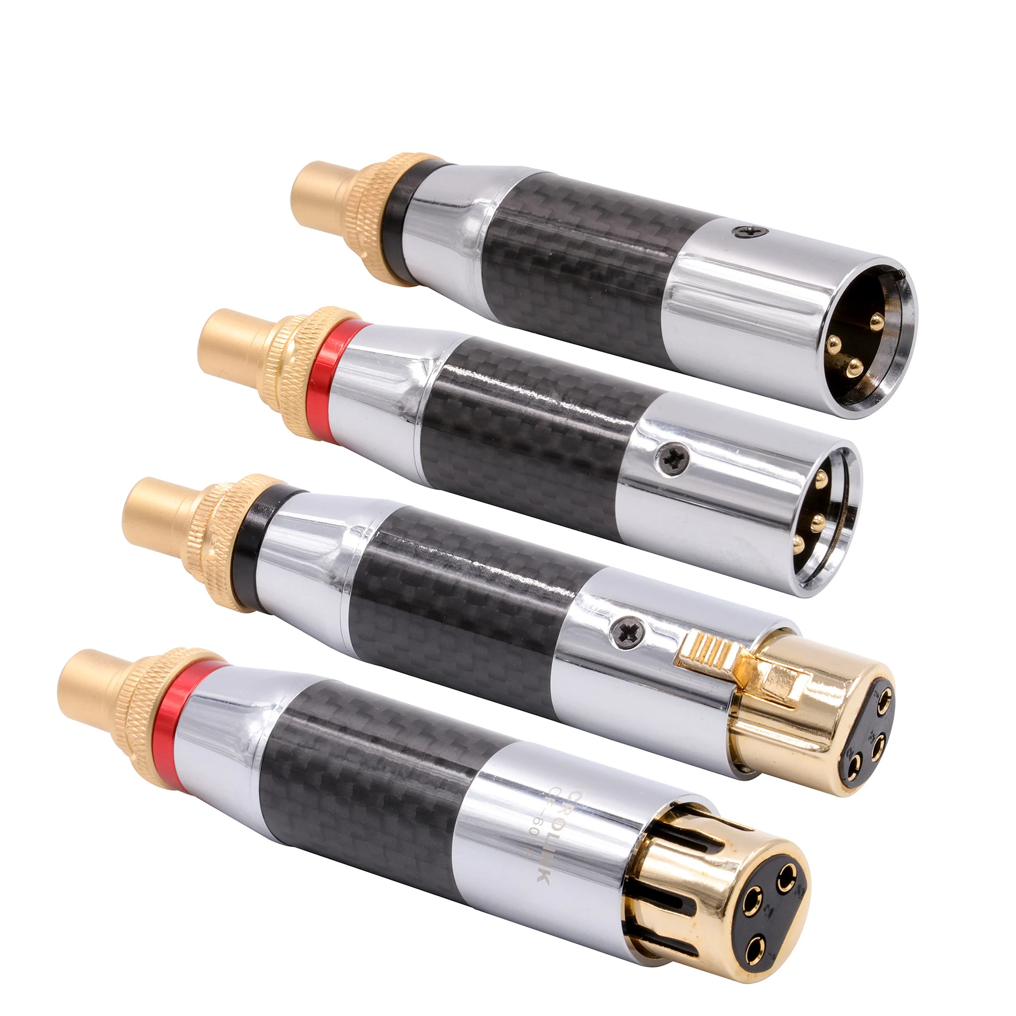 

3Pin Male Female Balance XLR to Female RCA Converter Connector Adapter Hifi Audio Plug Carbon Fiber Gold Plated Brass Conductor