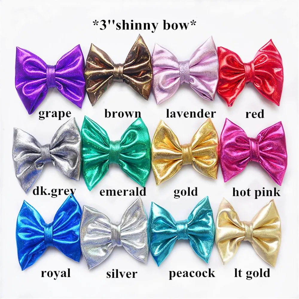 50pcs/lot ,3inch Shiny bowknot bows Hair Bows 12colors in stock hot