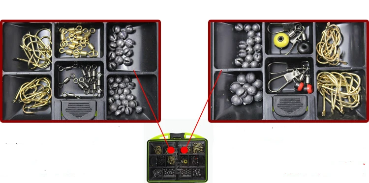Аксессуары для рок-рыбалки коробка 24 типа 100 шт. Ассорти рыболовные снасти Вертлюги приманки защелкивающиеся Джиги Крючки с шариками коробка