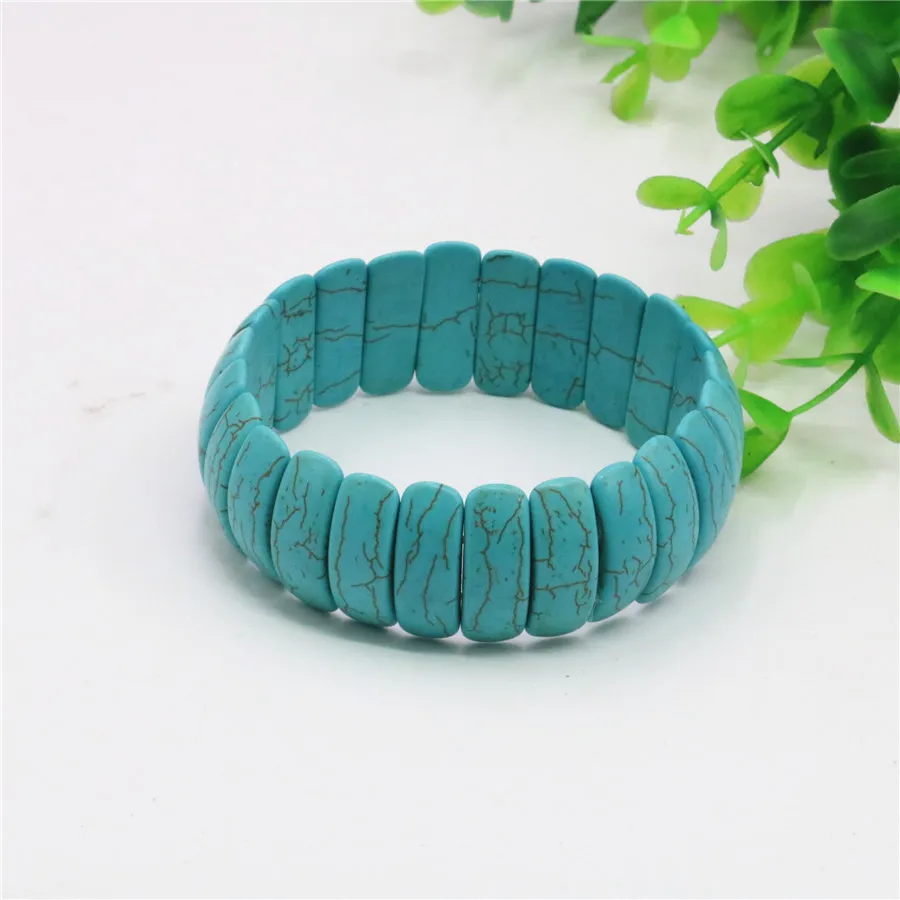 Высокое качество Синий Бирюзовый Камень Браслет Femme Charms Strand Бусы классические