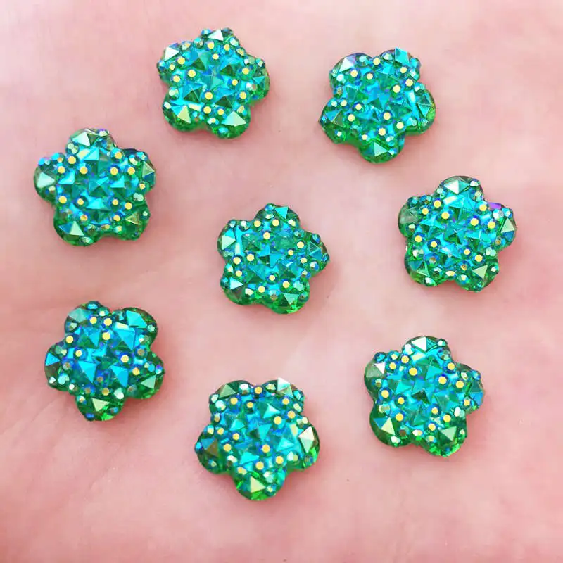 

DIY 80PCS 12mm AB Flower Resin Rhinestone Flatback Scrapbooking Phone Case Craft K426*2