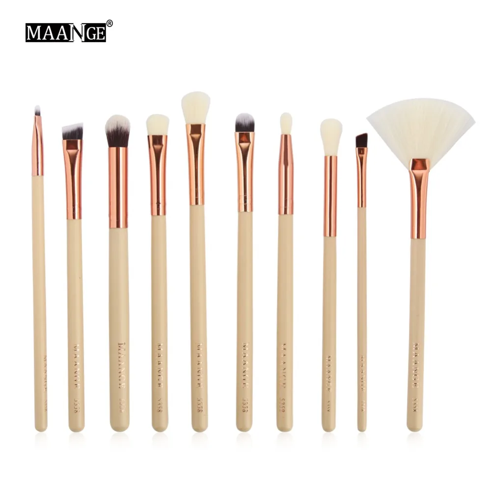

MAANGE 10pcs Makeup Brushes Eyeshadow Beauty Tool Set Fan Blending Blush Eye Shadow Brow Lash Lip Face Make Up Brush Kit